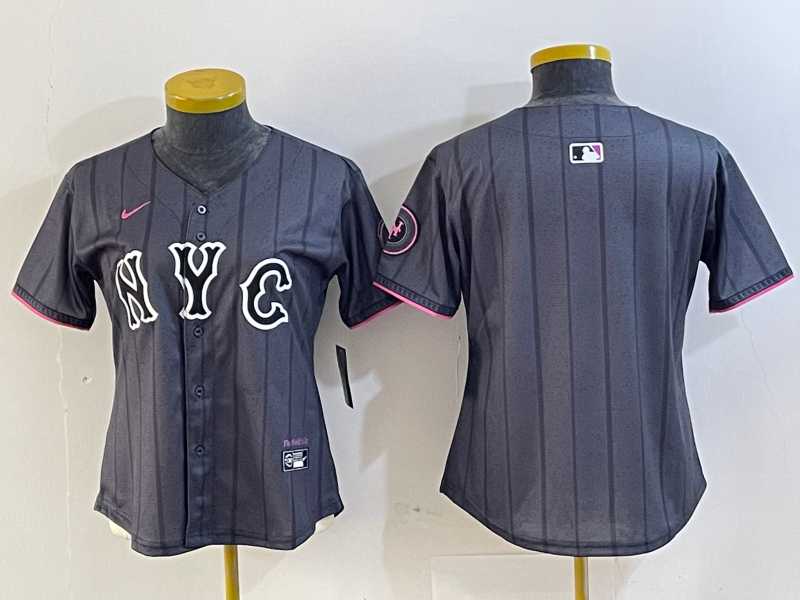 Womens New York Mets Blank Gray 2024 City Connect Cool Base Stitched Jersey